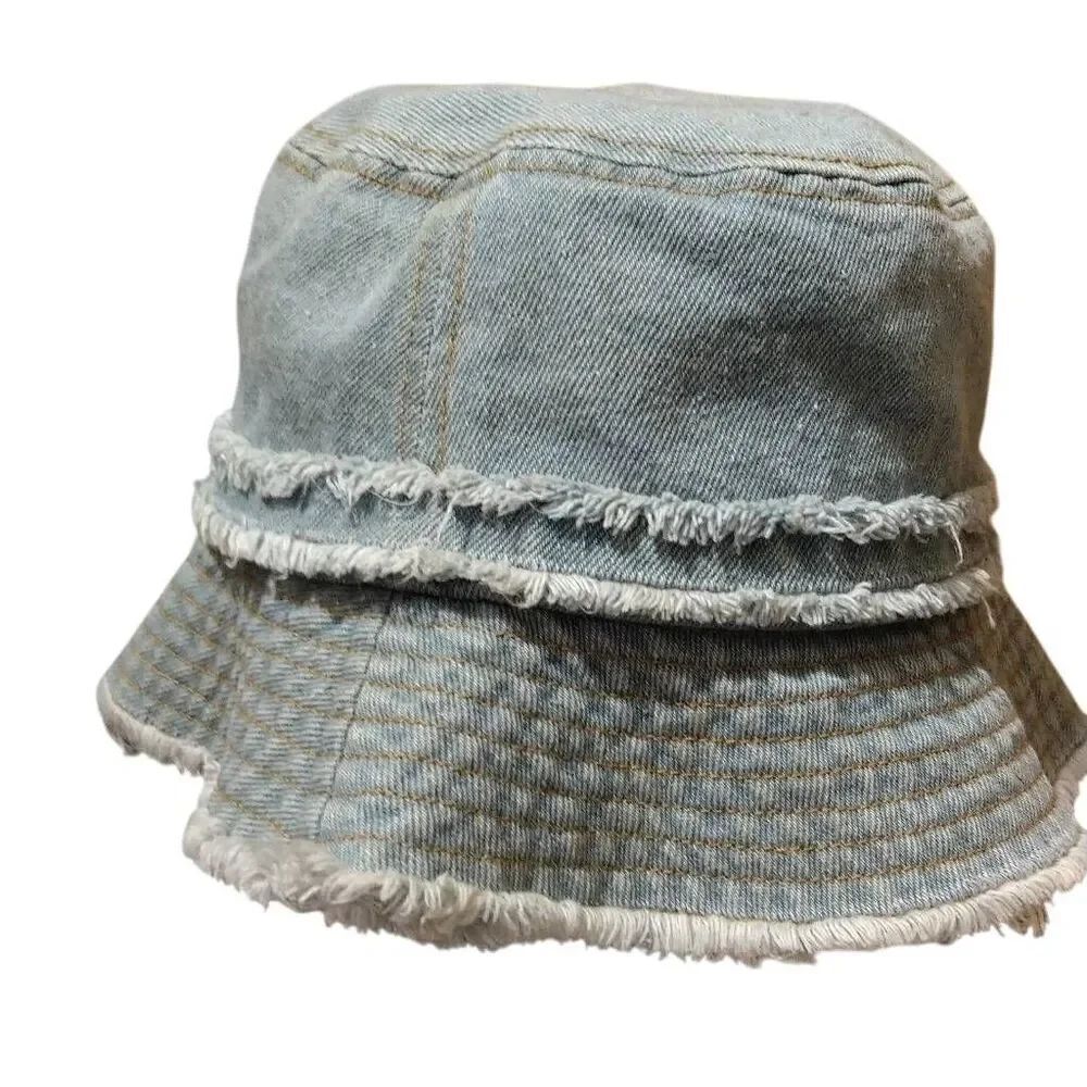 David and Young Denim Double Fringe Bucket Hat Very Fringey